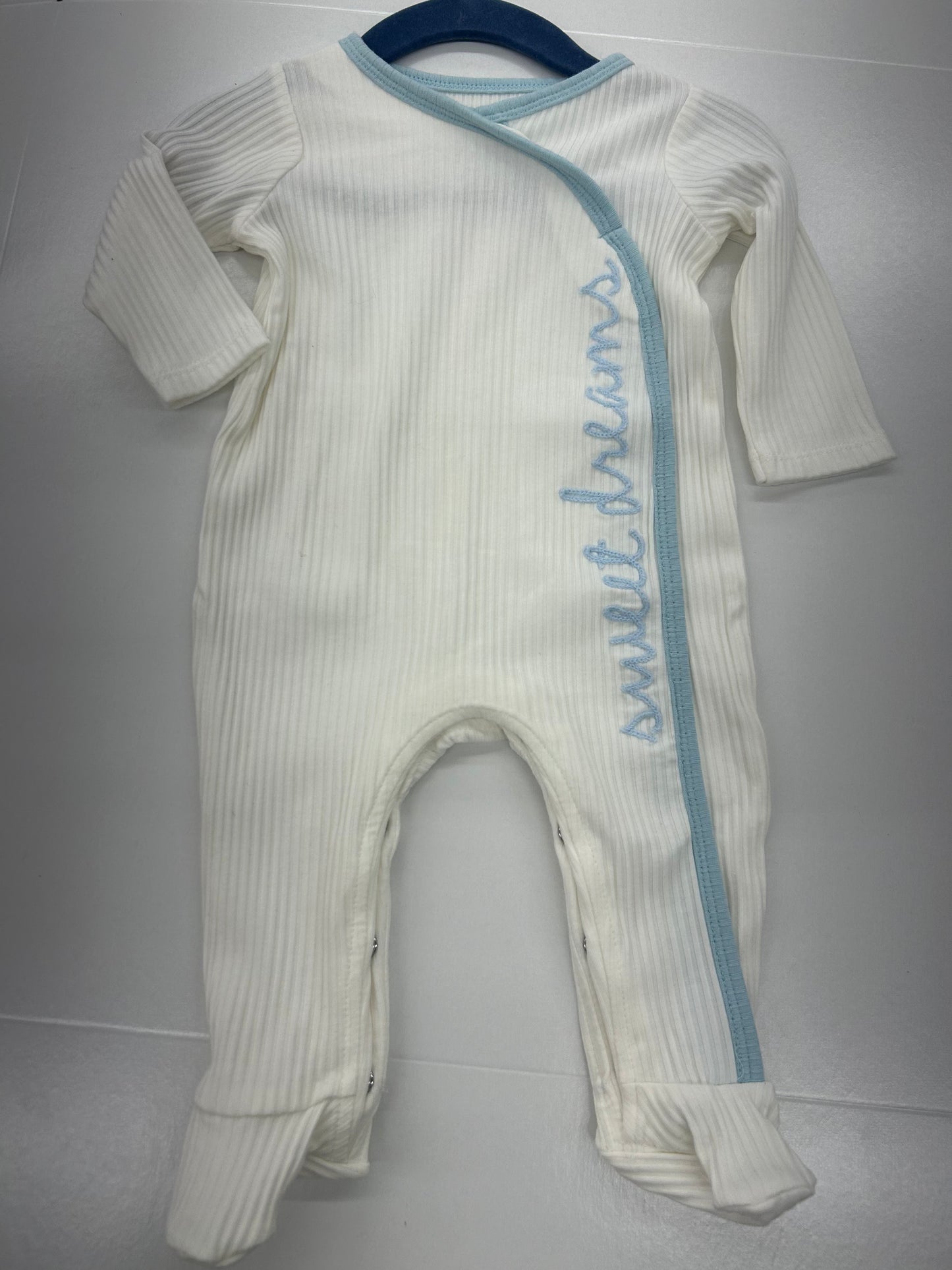 The Porch Mud Pie Sweet Dreams White with Blue Trim