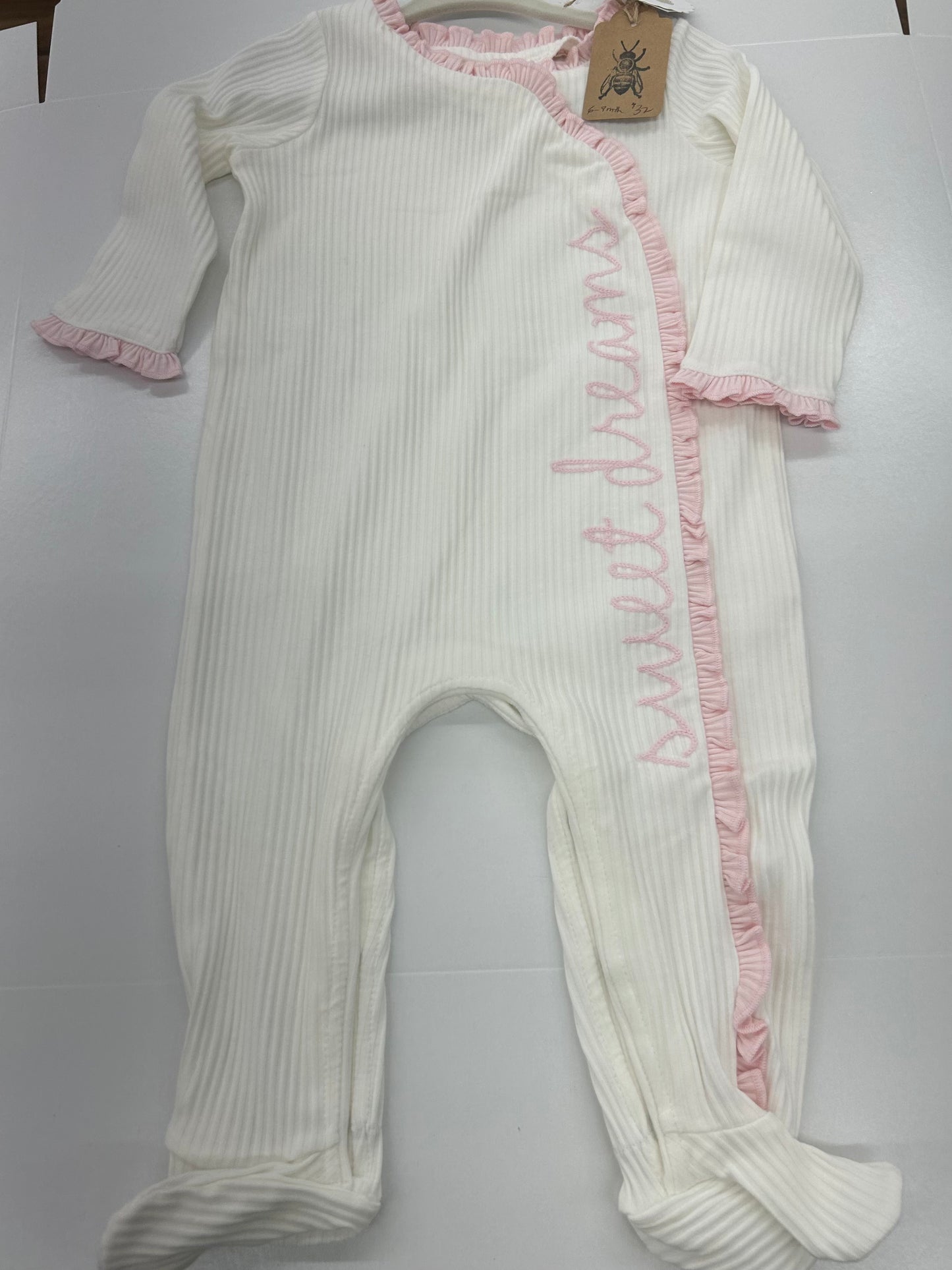 The Porch Mud Pie Sweet Dreams White with Pink Trim