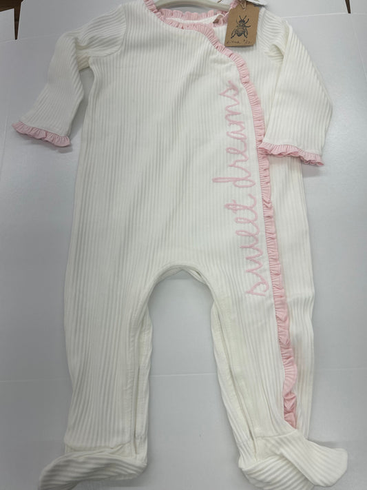The Porch Mud Pie Sweet Dreams White with Pink Trim
