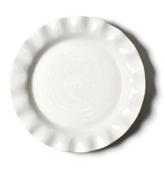 The Porch Coton Colors White Ruffle Dinner Plate