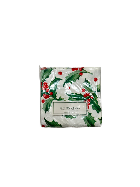 WH Hostess Cocktail Napkins Mistletoe