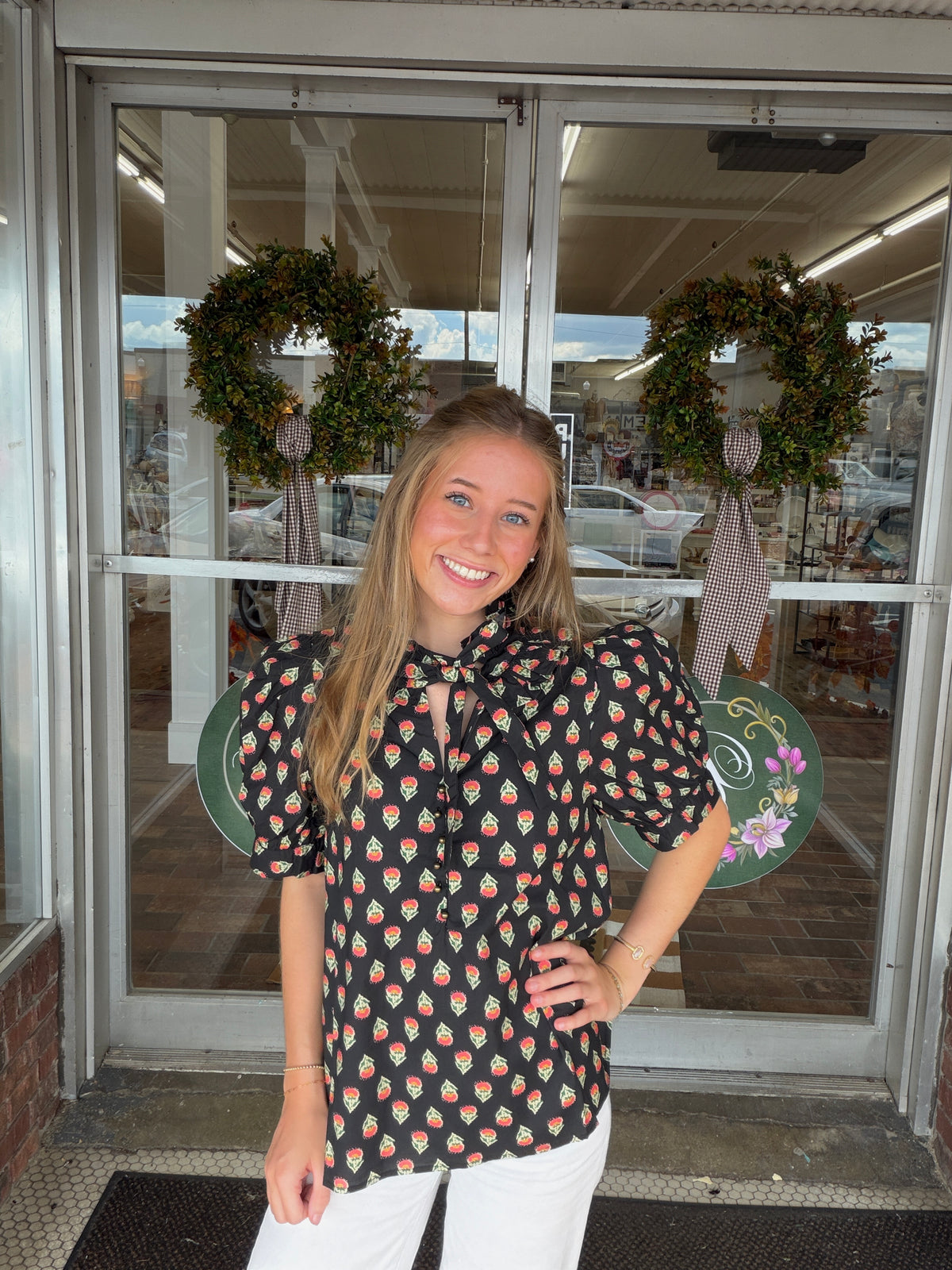 The Black & Ivory Floral Top