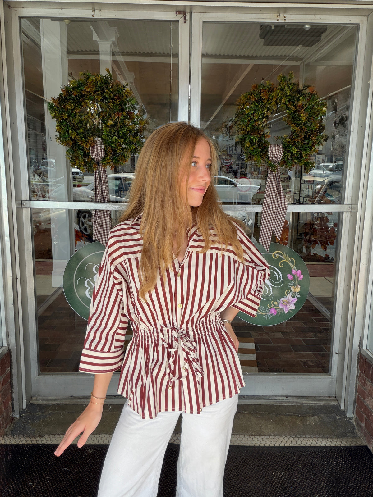 The Blair Stripe Half-Sleeve Top