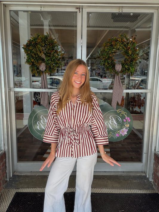 The Blair Stripe Half-Sleeve Top