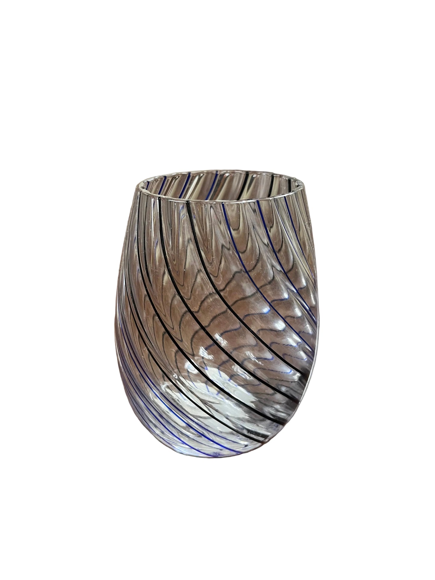 Zodax Blue Stripped Stemless Wine Glass