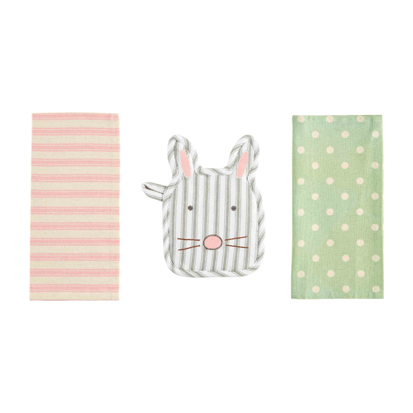 The Porch Mud Pie Bunny Potholder Kitchen Set