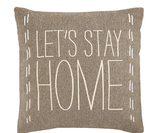 The Porch Mud Pie Large “Let’s Stay Home” Sentiment Pillow