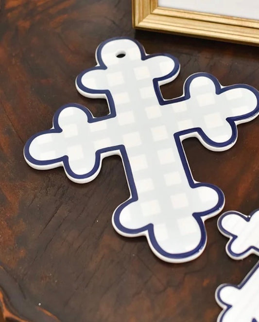The Porch Coton Colors Blue Gingham Cross