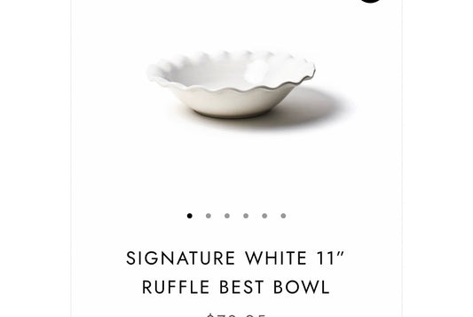 The Porch Coton Colors White Ruffle 11” Bowl