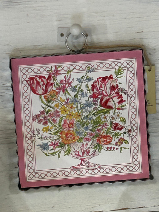 The Porch Round Top Pink Floral Mini Art