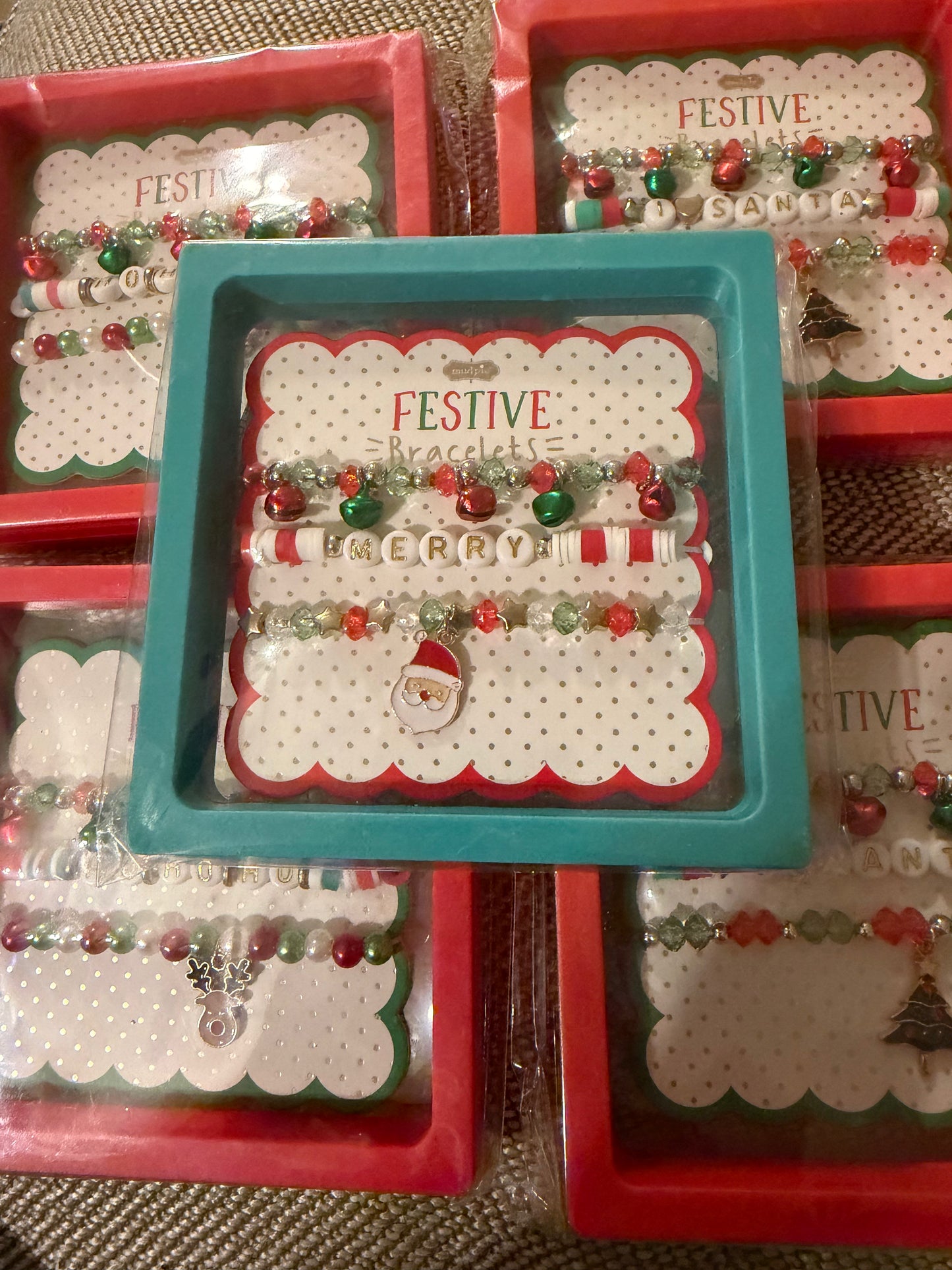The Porch Mud Pie Santa Beaded Bracelet Set