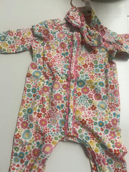 The Porch Mud Pie Floral Sleeper with Headband