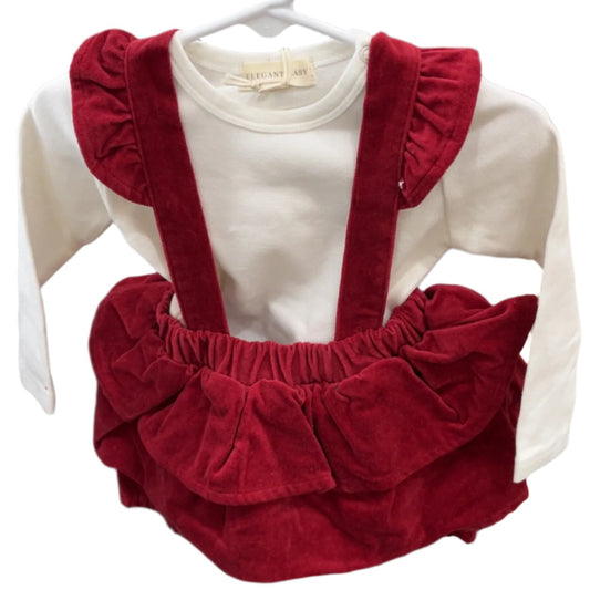 Elegant Baby Red Velvet Jumper Skirt Set
