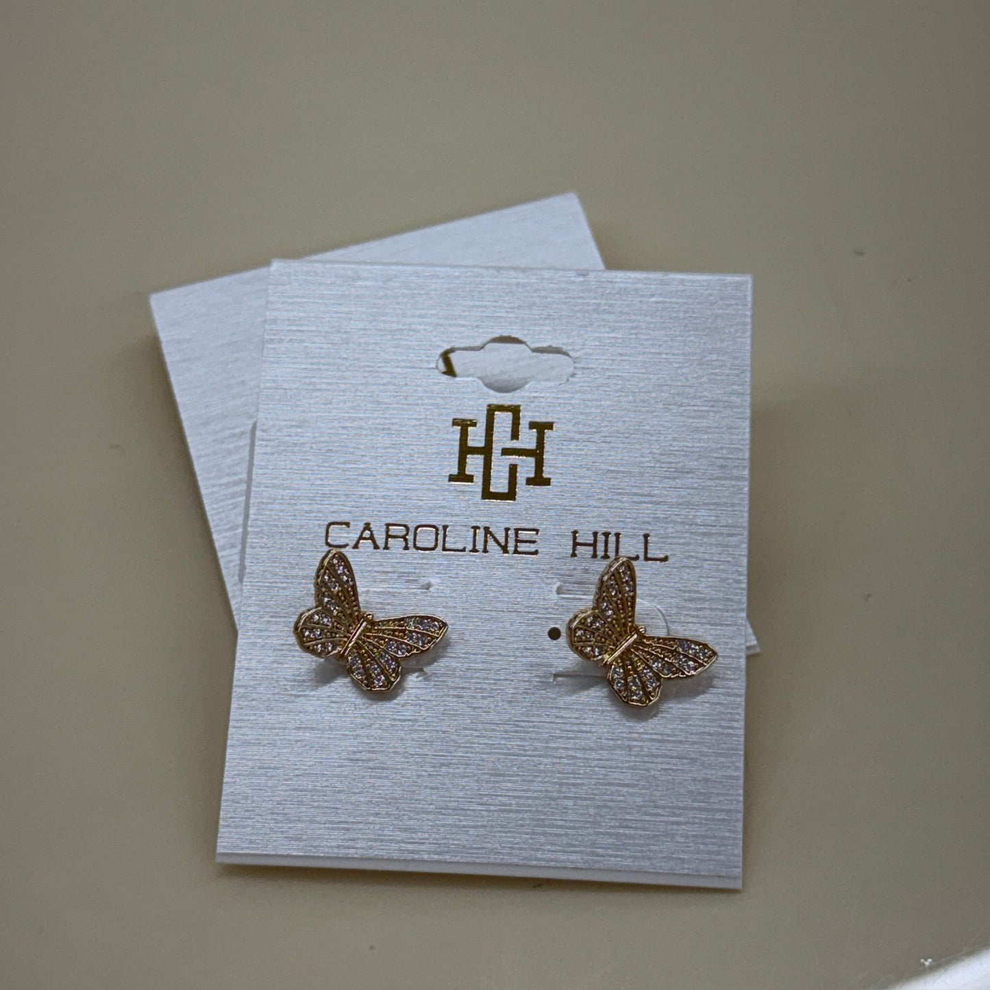 Caroline Hill Butterfly Pave Stud Earring