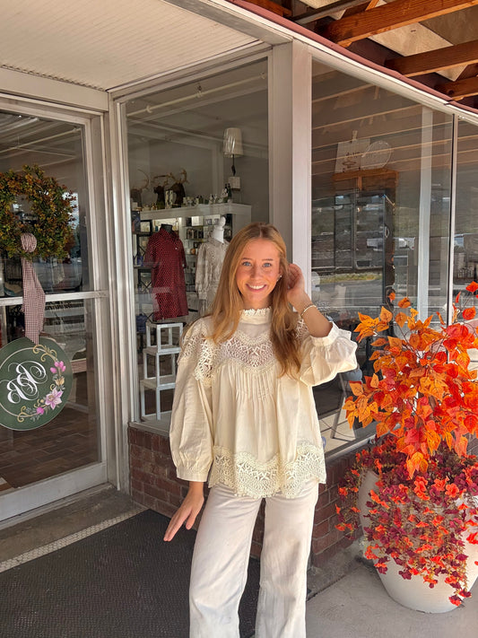 Lottie Lace Cream Top