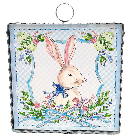 The Porch The Round Top Collection Blue Gingham Bunny Mini Art Blue Gingham Rabbit