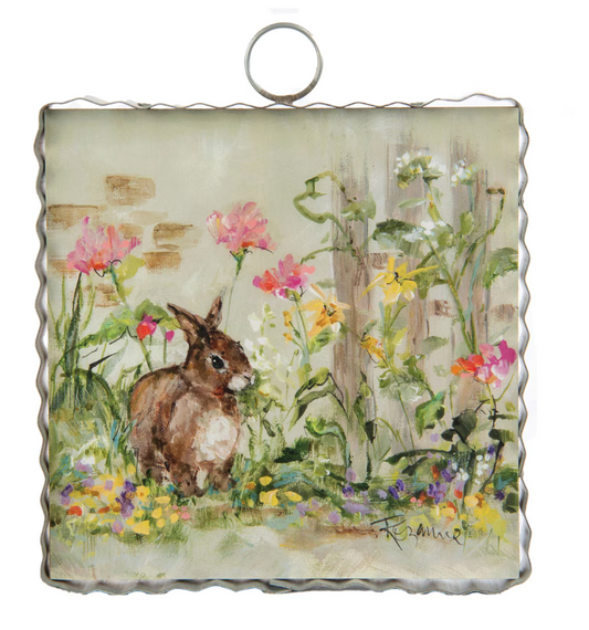 The Porch Round Top Collection Mini Art Brown Bunny in Garden