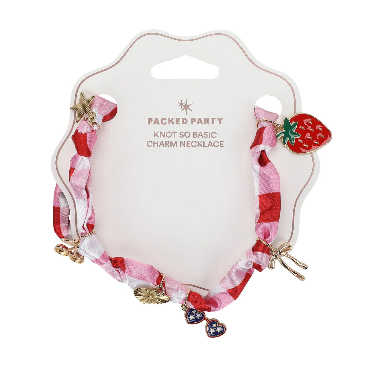 Packed Party All-American Gingham Satin Scarf Charm Necklace