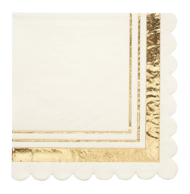 Sophistiplate White and Gold Cocktail Napkin 20 Count