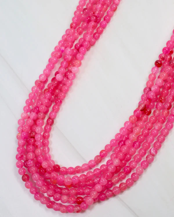 Caroline Hill Brookline Layered Beaded Necklace - Fuchsia