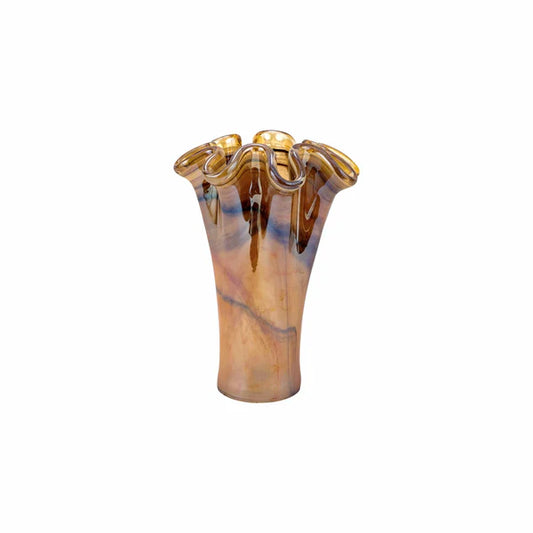 Vietri Onda Glass Tortoiseshell Short Vase