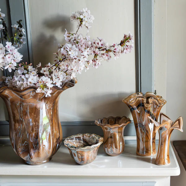 Vietri Onda Glass Tortoiseshell Short Vase