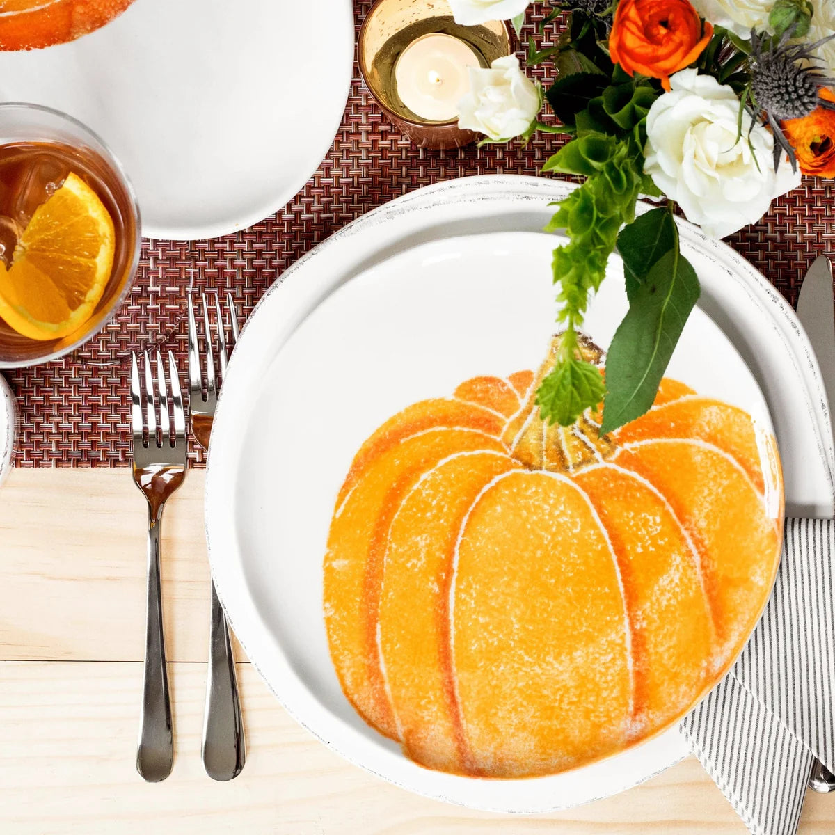 Vietri Pumpkins Salad Plate- Orange Medium Pumpkin