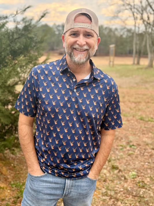 Happy Threads Men's Performance Deer Polo
