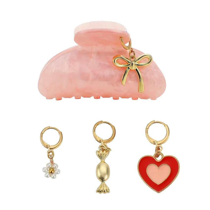 Packed Party Sweetheart Claw Clip and Charms Set (includes 4 charms)