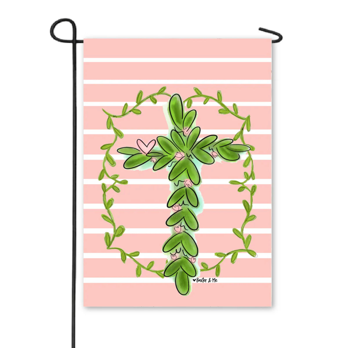 The Porch Baxter & Me Pretty Pink Cross Garden Flag