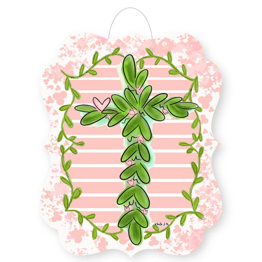 The Porch Baxter & Me Pretty Pink Cross Door Hanger