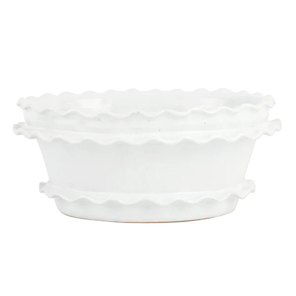 Vietri Rustic Garden White Ruffle Oval Planter