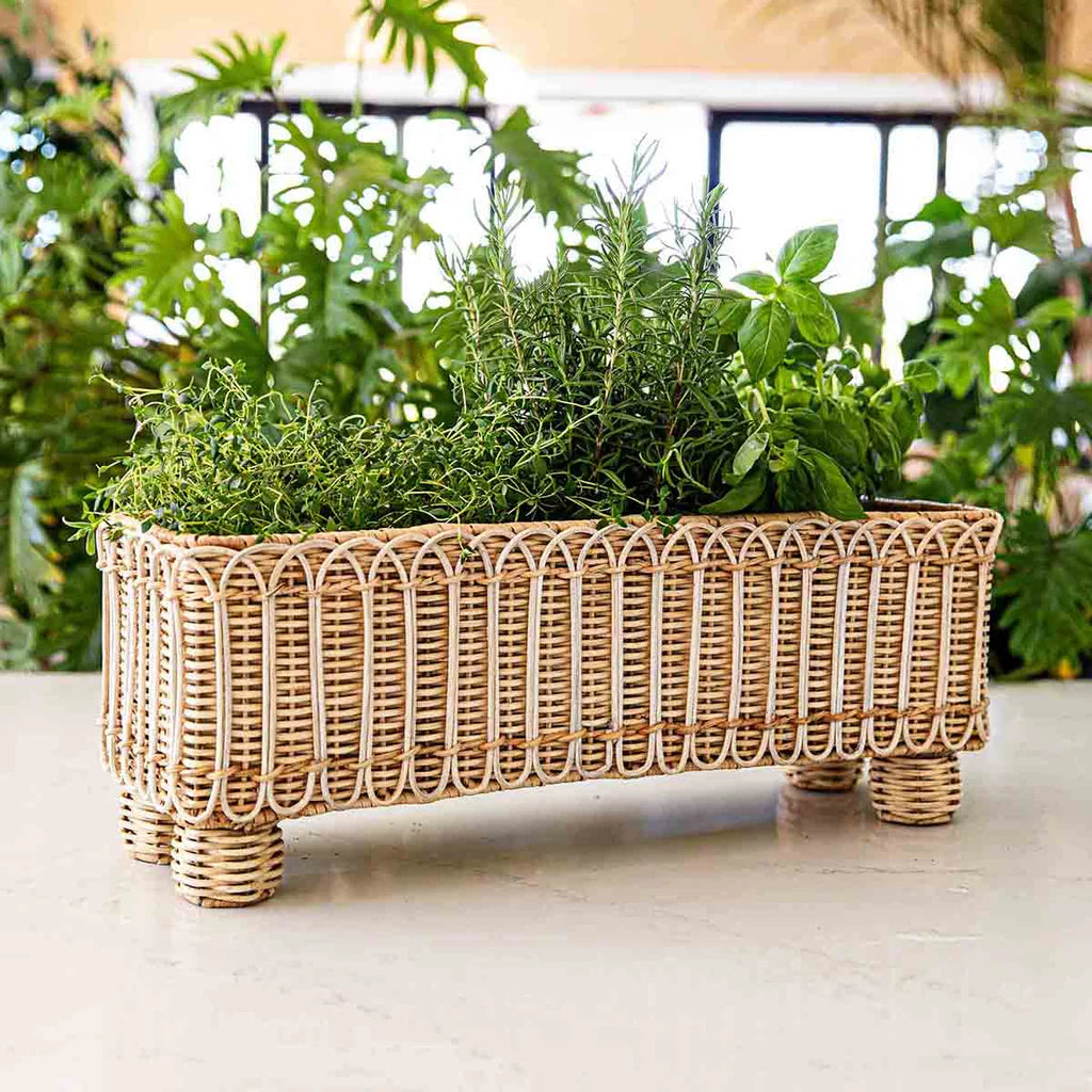 Juliska Provence Rattan 20''Rectangle Planter- Whitewash