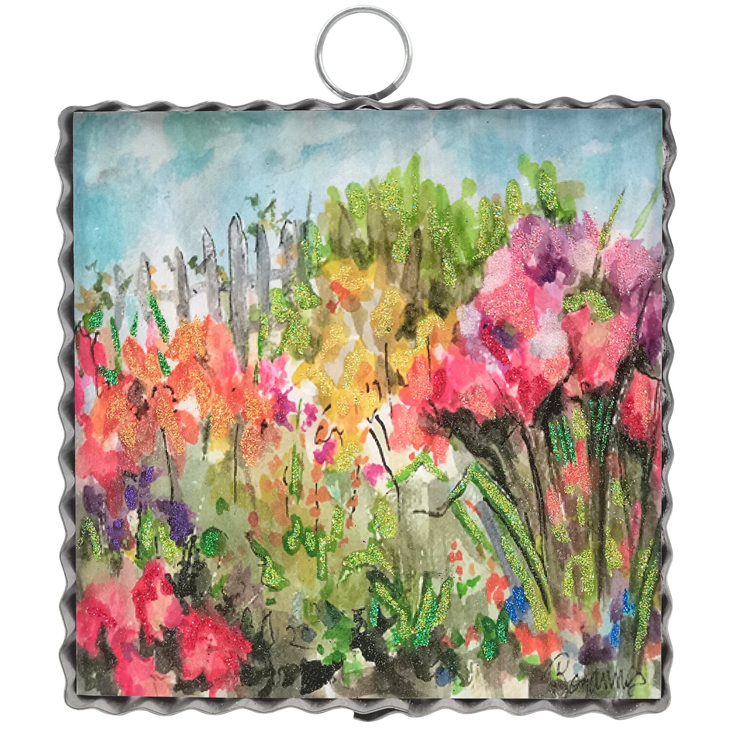 The Porch Round Top Flower Field Mini Art