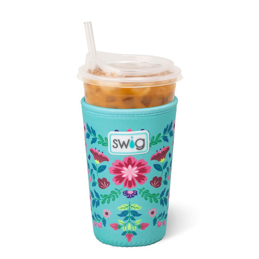 Swig Flora Azul Medium Iced Cup Coolie