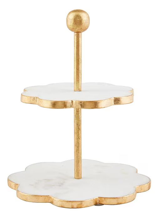 Mud Pie Marble and Gold Three Tier Tray