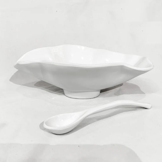 Beatriz Ball VIDA Havana Small Oval Bowl with Spoon- White