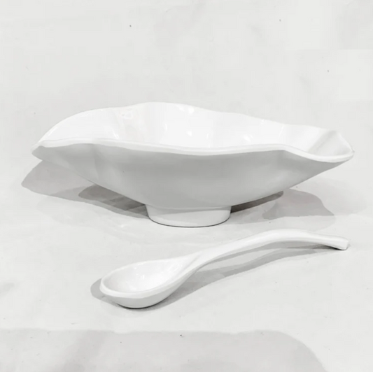 Beatriz Ball VIDA Havana Small Oval Bowl with Spoon- White