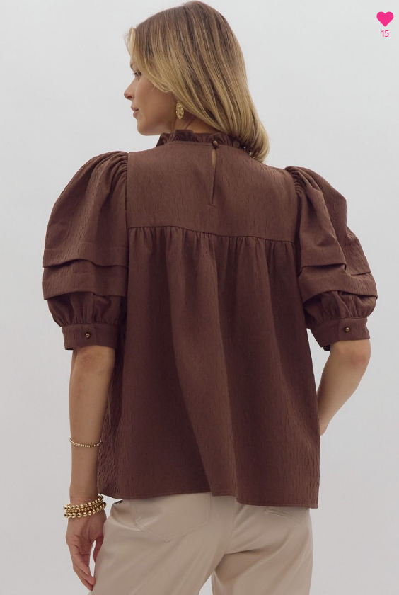 Brown Puff Sleeve Top