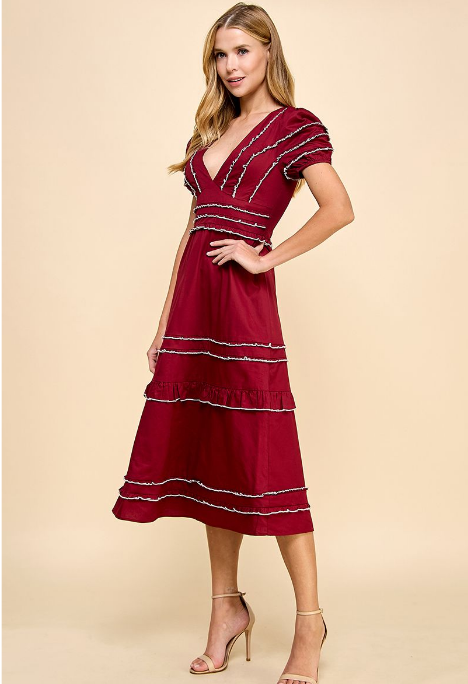 Merlot Elegance Midi Dress