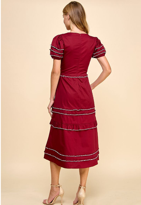 Merlot Elegance Midi Dress