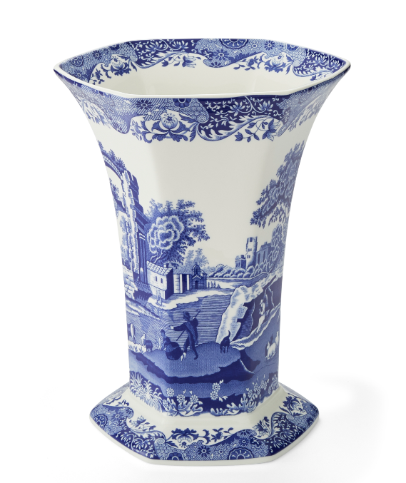 Spode Blue Italian Hexagonal Vase