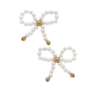 Canvas Clementine Pearl Bow Stud Earrings