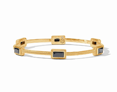 Julie Vos Baguette Bangle- Gold- Obsidian Black- Medium