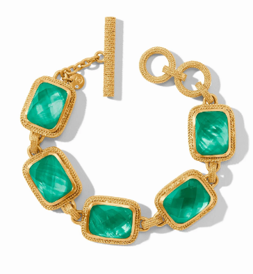 Julie Vos Cheval Stone Bracelet - Gold- Iridescent Emerald