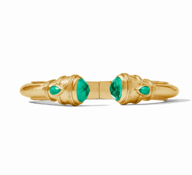 Julie Vos Cannes Demi Cuff - Gold - Iridecent Emerald