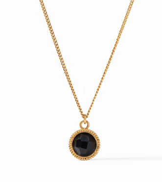 Julie Vos Fleur-de-Lis Solitaire Necklace- Gold- Obsidian