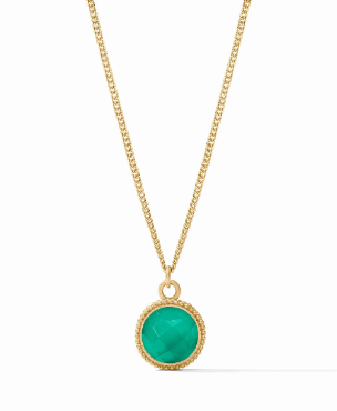 Julie Vos Fleur-de-Lis Solitaire Necklace- Gold- Iridescent Emerald