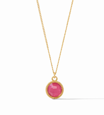 Julie Vos Fleur-de-Lis Solitaire Necklace- Gold- Iridescent Raspberry