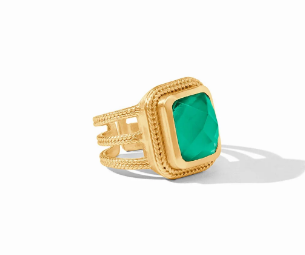 Julie Vos Cheval Statement Ring- Iridescent Emerald Size 8